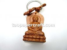 Buddha Figure Wooden Key Chain 佛木鑰匙扣