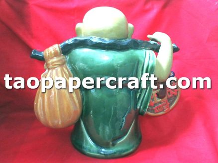Ceramic Chinese Ancient Character Carrying Tokens Figure 陶瓷人物攜帶招財進寶