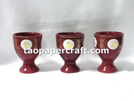 Chinese Style Worship Ceramic Cups Set of 3 中式奉水陶瓷杯3件