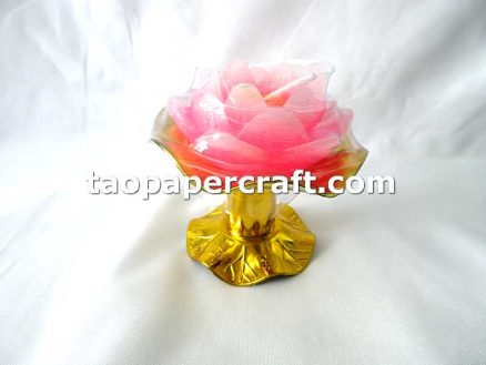 Lotus Shape Small Candles Box of 6 with Golden Color Stand 蓮花形狀小蠟燭帶金色支架 6 支
